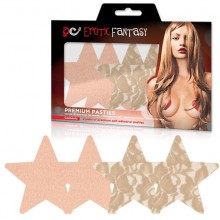 Телесные кружевные и сатиновые пэстисы-звезды «Nude Ambition», бренд EroticFantasy, из материала ПВХ, со скидкой
