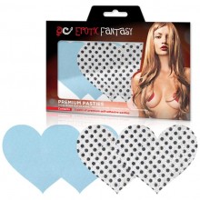 Голубые и серебристые пэстисы-сердца «True Blue», бренд EroticFantasy, из материала ПВХ, со скидкой