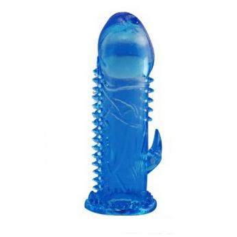 Насадка на член с шипами и коготком для стимуляции клитора, цвет голубой, 00152D-1, бренд SexToy, цвет синий, длина 13.5 см., со скидкой