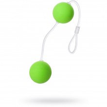 Бархатистые вагинальные шарики со смещенным центром, диаметр 3 см, цвет зеленый, Sexus Funny Five 935001, из материала пластик АБС, длина 11 см., со скидкой