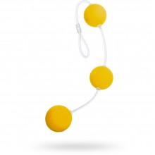 Анальные шарики, диаметр 2.5 см, цвет желтый, «Sexus Funny Five» 935002, из материала пластик АБС, длина 19.5 см., со скидкой