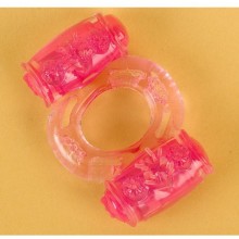 Эрекционное кольцо с двумя вибропулями «Vibrating Ring 818033-3», розовое, ToyFa 818033-3, цвет розовый, диаметр 2 см., со скидкой