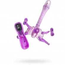 Бабочка для клиторальной стимуляции с шипами и вагинальным отростком, фиолетовая, длина 19.5 см, ToyFa 884009, из материала ПВХ, цвет фиолетовый, длина 19.5 см.