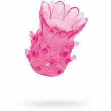 Розовая рельефная насадка на пенис ToyFa 888001, из материала ПВХ, длина 5 см., со скидкой