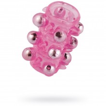 Насадка с шариками, цвет розовый, стимулирующий, ToyFa 888002, из материала TPE, длина 5 см., со скидкой