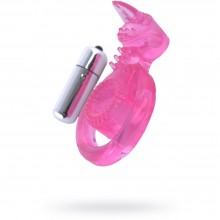 Мужское виброкольцо со стимулятор клитора «Язычок», цвет розовый, ToyFa 888014, из материала ПВХ, длина 6 см., со скидкой