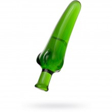 Анальный массажер из стекла в виде перчика, зеленый, рабочая длина 10.5 см, минимальный диаметр 1.5 см, Sexus Glass 912032, длина 13.5 см., со скидкой