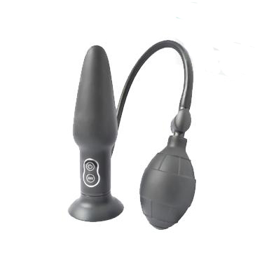 Мультискоростная надувная анальная пробка «Inflatable Butt Plug», Gopaldas F071B1F071B1, из материала ПВХ, цвет черный, длина 17 см., со скидкой