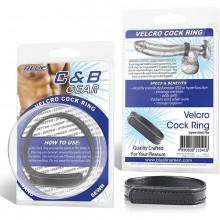 BlueLine «Velcro Cock Ring» кольцо на пенис из искусственной кожи на липучке, BLM1706, из материала искусственная кожа, коллекция C&B Gear, длина 4.5 см., со скидкой
