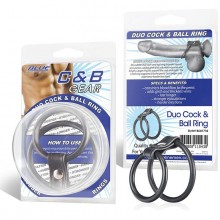 BlueLine «Duo Cock & Ball Ring» двойное эрекционное кольцо на пенис и мошонку, BLM1718, из материала металл, диаметр 4 см., со скидкой