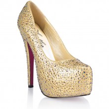 Золотистые туфли с кристаллами Golden Diamond 40р, бренд Hustler Lingerie, из материала ПВХ, цвет золотой, 40 размер