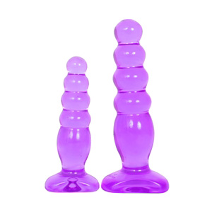 Анальные пробки Crystal Jellies фиолетовые, 2 шт., бренд Doc Johnson, длина 14.5 см., со скидкой