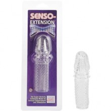 Прозрачная насадка-удлинитель California Exotic «Senso Extension», на пенис, SE-1600-00-2, бренд CalExotics, из материала силикон, цвет прозрачный, длина 14 см.