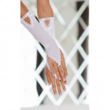 Полупрозрачные атласные перчатки от Soft Line, цвет белый, размер OS, 771020, из материала полиэстер, One Size (Р 42-48), со скидкой