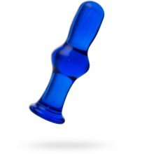 Анальная втулка синего цвета уникальной формы, рабочая длина 12.5 см, максимальный диаметр 4.5 см, Sexus Glass 912181, из материала стекло, цвет синий, длина 13.5 см., со скидкой