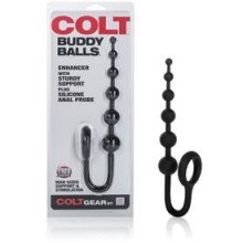 California Exotic «Colt Buddy Balls» черная анальная цепочка с эрекционным кольцом, бренд CalExotics, из материала силикон, длина 18 см.