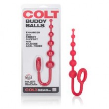 California Exotic «Colt Buddy Balls» красная анальная цепочка с эрекционным кольцом, бренд CalExotics, из материала силикон, длина 18 см.