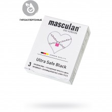 Презервативы «Ultra Safe Black» ультрапрочные, 3 шт, Masculan 311, длина 19 см.