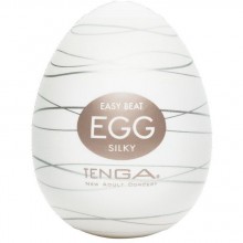 Мастурбатор-яйцо Tenga Egg «Silky» №6, с плавной ребристой поверхностью, компактен и удобен, от TENGA EGG-006, цвет белый, длина 6.5 см.