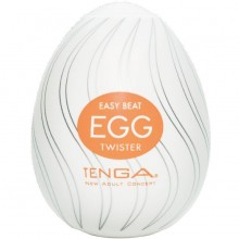 Мастурбатор-яйцо Tenga Egg «Twister» №4, цвет белый, рисунок выполнен в виде вихревых линий, от Tenga EGG-004, из материала TPE, длина 7 см.