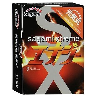 Sagami «Energy» презервативы ультратонкие со вкусом энергетического напитка 3 шт., длина 19 см., со скидкой