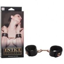 Entice «Universal Cuff Links» наручники с золотистой металлической застежкой, бренд CalExotics, из материала ПВХ, длина 26.8 см.