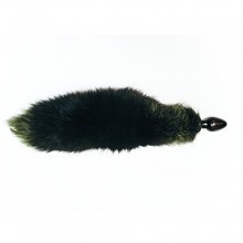 Wild Lust анальная пробка из дерева с зеленым лисьим хвостом черного цвета 3.2 см, цвет зеленый, диаметр 3.2 см., со скидкой