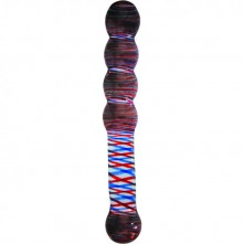 Анальный фаллоимитатор из стекла с цветным рисунком с ручкой GD050, бренд Джага-Джага, из материала стекло, длина 19.5 см.