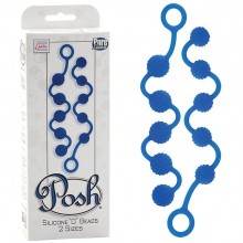 Анальная цепочка Posh «Silicone O Beads Blue», California Exotic SE-1322-20-3, бренд CalExotics, цвет голубой, длина 23 см., со скидкой