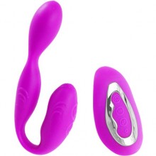 Фиолетовый VIP вибратор «Lust», для пар с пультом ДУ, Baile BI-014181, из материала силикон, длина 25.4 см.