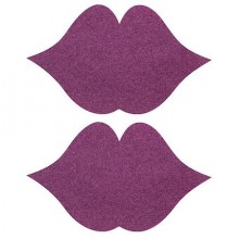 Пестисы на грудь «Губки», цвет фиолетовый, Ouch SH-OUNS007PUR, бренд Shots Media, из материала Полиэстер, длина 9 см.