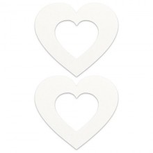 Пестисы «Сердечко» на грудь, цвет белый, Ouch SH-OUNS003WHT, бренд Shots Media, из материала полиэстер, коллекция Ouch!, длина 8 см.