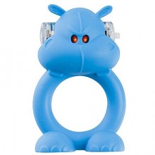 Виброкольцо на член «Happy Hippo», Shots Media SH-SLI013, из материала силикон, цвет голубой, диаметр 2.2 см.