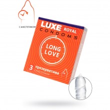 Продлевающие секс презервативы «Big Box - Long Love», упаковка 3 шт, Luxe luxe5, из материала латекс, цвет прозрачный, длина 18 см.
