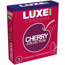 Презервативы Luxe «Royal Cherry Collection» с ароматом вишни, упаковка 3 шт, из материала латекс, цвет мульти, длина 18 см., со скидкой