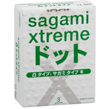 Презервативы с точечной текстурой «Xtreme Form-fit» от компании Sagami, упаковка 3 шт, Sag395, из материала латекс, длина 19 см., со скидкой