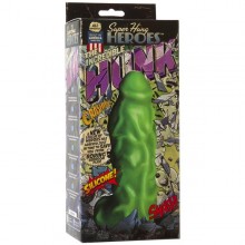 Огромный фаллос супергероя Super Hung Hheroes «The Incredible Hunk Green», 8900-03BXDJ, бренд Doc Johnson, из материала силикон, длина 23.5 см., со скидкой
