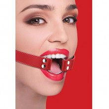 Кляп-кольцо на рот «Ouch Red», Shots Media SH-OU104RED, из материала кожа, диаметр 5 см.