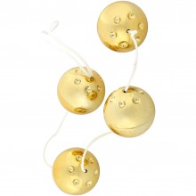 «Gold Vibro Balls» позолоченные вагинальные шарики 4 штуки, Gopaldas 7344, из материала металл, цвет золотой, диаметр 3.5 см.