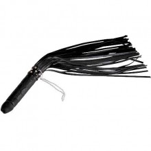 Плеть-ракета черная, с рукоятью из латекса, с хвостами из кожи, общей длиной 65 см 3012-1, цвет Черный, длина 65 см., со скидкой