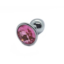 Анальная пробка из медицинской стали с розовым стразом, Luxurious Tail M-47021, из материала сталь, коллекция Anal Jewelry Plug, длина 7 см., со скидкой