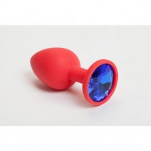 Анальная силиконовая пробка, цвет красный с синим кристаллом, Luxurious Tail 47067, длина 9.5 см., со скидкой