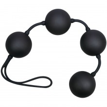 Шарики анальные на сцепке в силиконе, 4 шарика, бренд Orion, цвет черный, длина 24 см., со скидкой