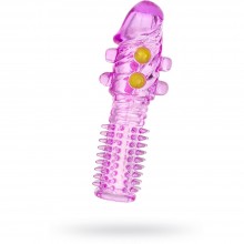 Гелевая насадка для члена с шариками, цвет фиолетовый, бренд ToyFa, длина 14 см., со скидкой