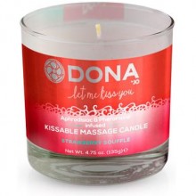 Вкусовая массажная свеча DONA Kissable Massage Candle Strawberry Souffle 135 г, бренд System JO, из материала масло, со скидкой