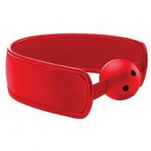 Дышащий БДСМ кляп «Brace Balll Ouch Red», цвет красный, SH-OU121RED, бренд Shots Media, из материала кожа