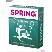 Презервативы рельефные с точками «Spring Bubbles», упаковка 3 штуки, 00172, длина 19.5 см., со скидкой