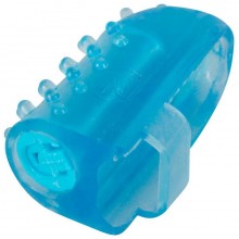 Вибратор на палец One-time, из материала TPR, цвет голубой, длина 4.4 см., со скидкой