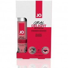 Лубрикант для оральных ласк «Oral Delight Strawberry Sensation», клубничный вкус, объем 30 мл, бренд System JO, из материала водная основа, цвет красный, 30 мл.