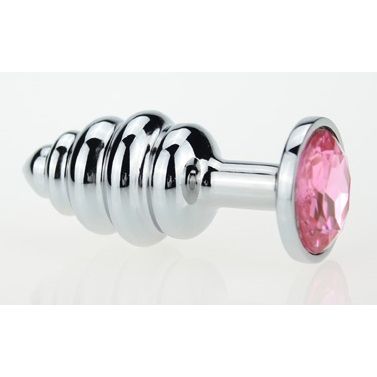 Металлическая анальная пробка с розовым стразом, Luxurious Tail 47149, коллекция Anal Jewelry Plug, цвет серебристый, длина 7.5 см.